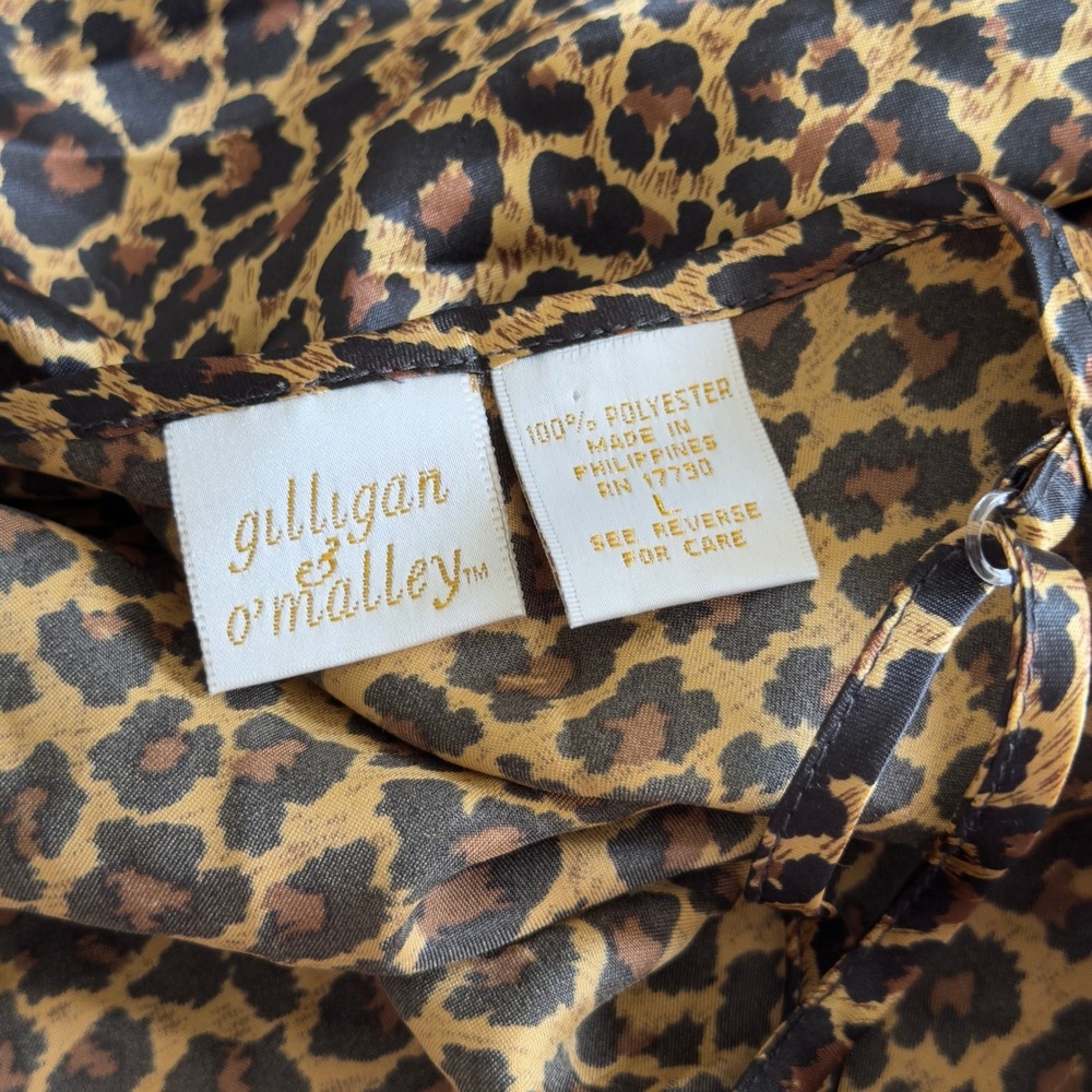 Y2K Leopard Slip Mini Dress Size L Ribbon Ties Hem 2000s Mcbling Indie Coquette - Picture 8 of 8